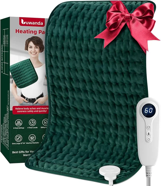 Eco-Friendly Heating Pad for Back Neck Shoulder Pain Relief and Period Cramps Large Heating Green