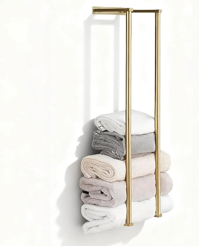 Solid Towel Racks for Bathroom NEWRAIN Stainless Steel Rolled Towel Storage Wall Contemporary