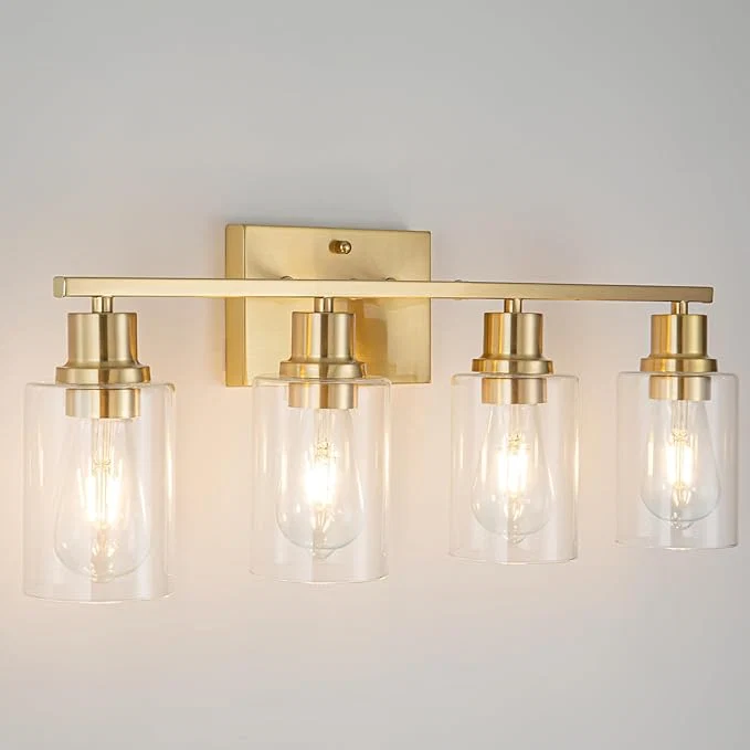 Organic 4-Lights Gold Bathroom Light Fixture Brushed Brass Vanity Light Recyclable