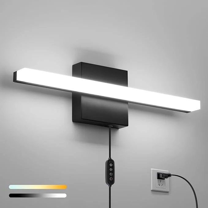Stylish Combuh Black Plug in Vanity Light Bar Corded Green