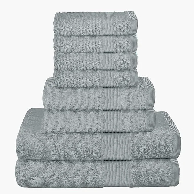 Functional Belizzi Home 8 Piece Towel Set Ring Spun Cotton 2 Bath Towels 27×54 First-Class
