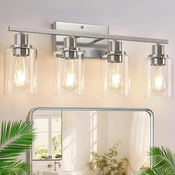 First-Class Indoi 4-Light Bathroom Light Fixtures Brushed Nickel Vanity Lights Flexible
