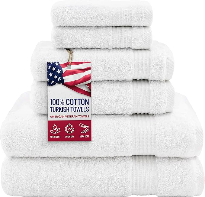 Proven Hotel Spa Quality Super Absorbent and Soft 6 Piece Turkish Towel Set Comfortable