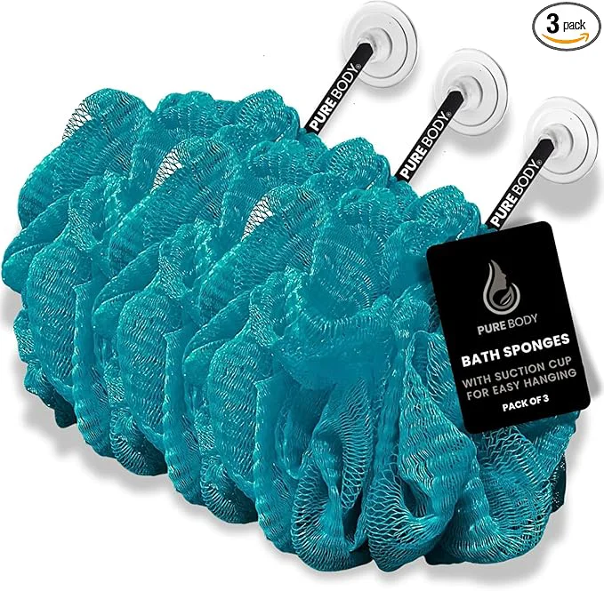 Genuine Large Bath Sponge Pack of 3 – Gentle Exfoliation Loofahs Certified
