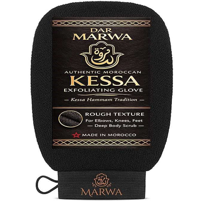 Reusable Moroccan Kessa Exfoliating Glove Rough – Deep Hammam Body Scrub Mitt by Dar Pure