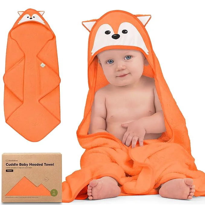 Relaxed KeaBabies Hooded Baby Towel for Newborn Enhanced