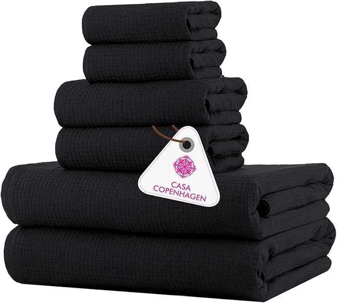 Convenient CASA COPENHAGEN Waffle 6Pcs Egyptian Cotton Large Designer Towels Gift Sustainable