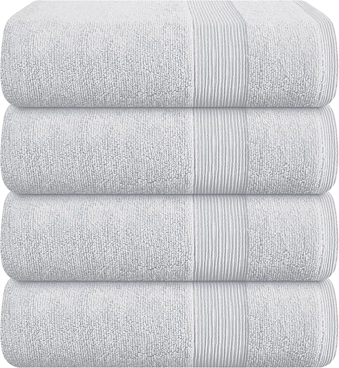 High-Grade Belizzi Home 4 Pack Bath Towel Set 27×54 Ring Spun Cotton Ultra Soft Breathable