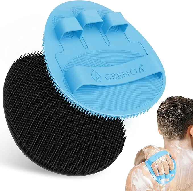 Trendy New Silicone Bath Glove with Straps 360° Anti-Slip Enlarged Exfoliating Body Green
