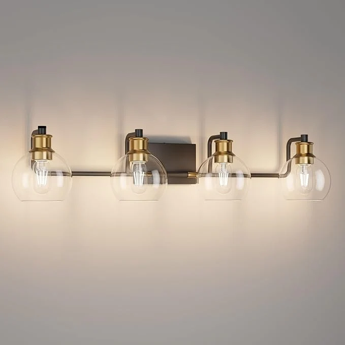 World-Class Tipace Industrial Bathroom Vanity Lighting Fixtures 4-Lights Vintage Black Outstanding
