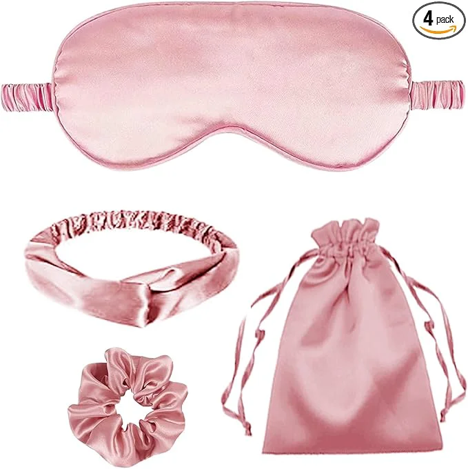 Superior 4Pcs Silk Sleep Masks Satin Eye Mask Silky Eyes Cover Blindfold Eyeshade Specialty