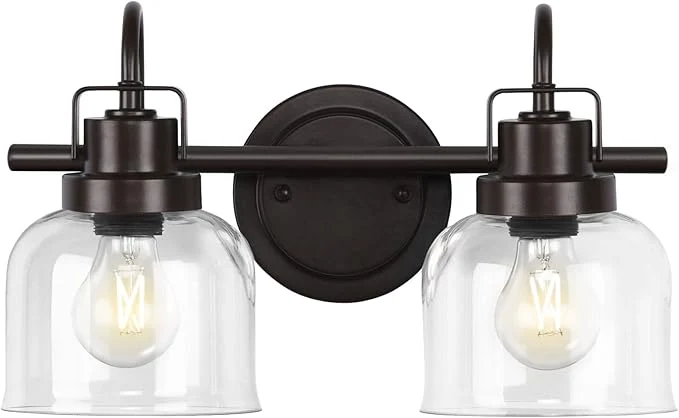 Prestigious 2 Lights Bathroom Vanity Light Bronze Modern Wall Light Fixtures Over Mirror Reliable