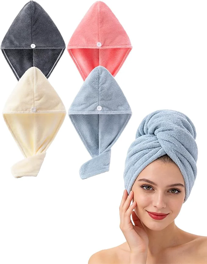 Fashionable Lumimi Hair Towel Wrap 4 Pack for Women Casual