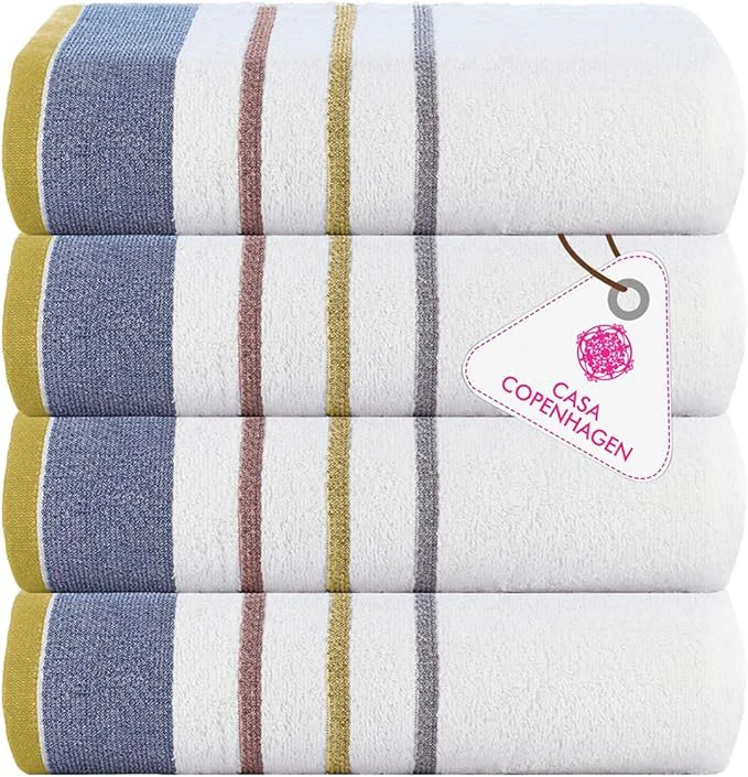 High-End CASA COPENHAGEN White Bay 4Pcs Egyptian Cotton Large Designer Towels Gift Superior