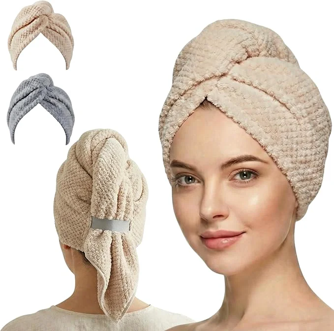 Traditional 2 Pack Microfiber Hair Towel Wrap World-Class