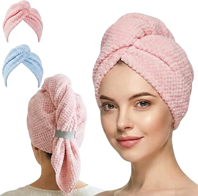 Sophisticated 2 Pack Microfiber Hair Towel Wrap Fine Crafted