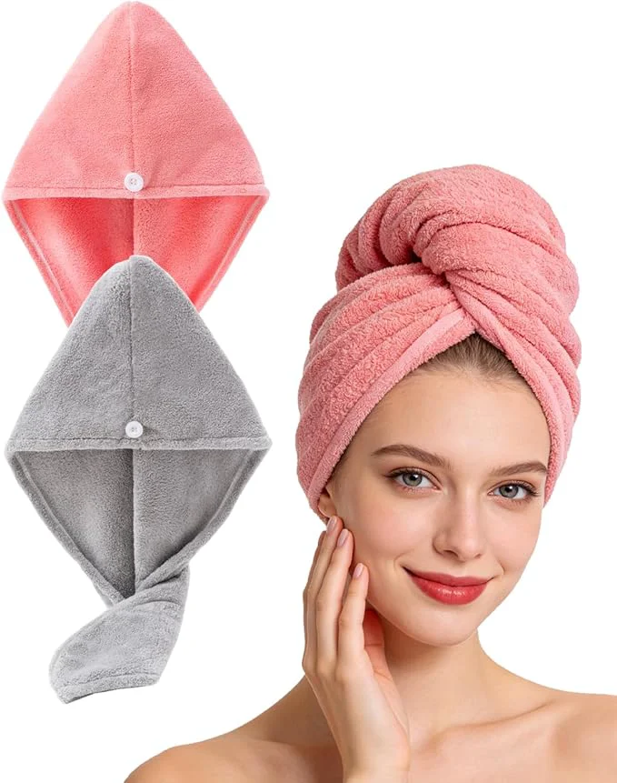 Healthy Lumimi Bath Pre Dry Hair Towel 2 Pack Quick Dry Hair Super Absorbent Enhanced