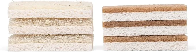 Optimized Full Circle Nutcase Plant-Based Scrubber Sponges – Pack of 6 – 3 Walnut 3 High-End