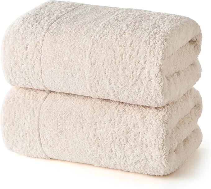 Proven REDKISS Towels 2 Pack Luxury Extra Large Bath Towels Set 30 x 58 Inches – Natural