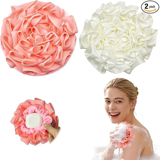 Original Design 2-Pack Loofah Washcloth Combo 2-in-1 Exfoliating Soap Saver Pouch Exceptional