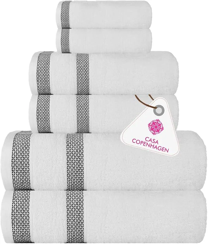 Flexible CASA COPENHAGEN Solitaire 6Pcs Egyptian Cotton Large Designer Towels Gift Eco-Friendly