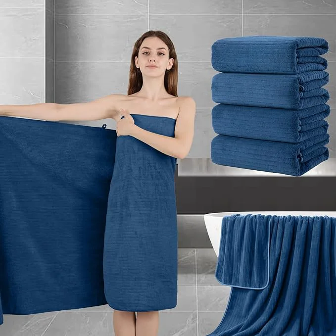 Clean Extra Large Bath Sheet Set of 4 Ultra Soft Fluffy Towel 35 x 70 Oversized Classic