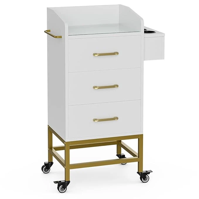 Premium Paddie Beauty Salon Storage Trolley Cart Glass Top Hair Station Cabinet Authentic