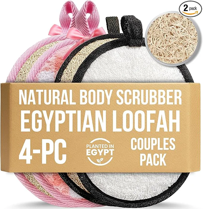 Fashionable CraftsOfEgypt 4-Pack Natural Egyptian Loofah Exfoliating Body Scrubber Sponges Breathable
