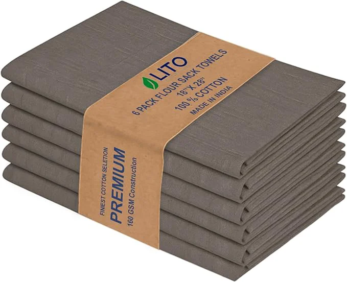 Excellent LITO LINEN AND TOWEL Flour Sack Towels Charcoal Exclusive