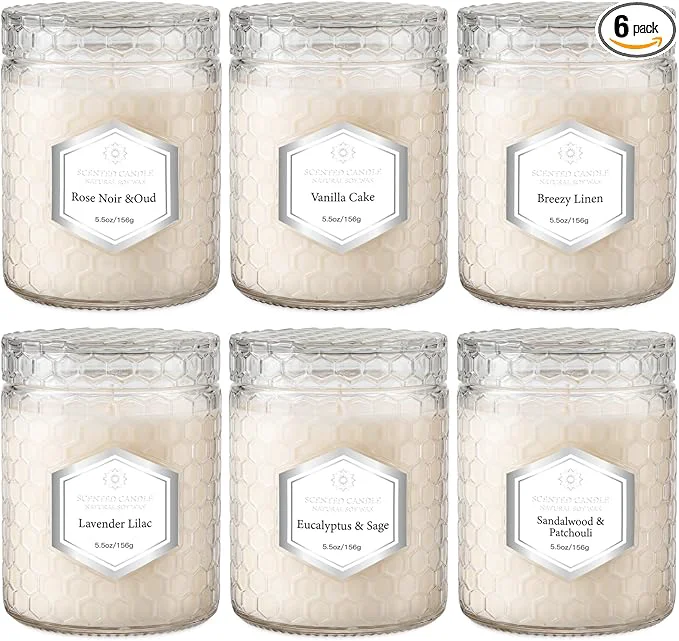 Responsible 6 Pack Scented Candles for Home Aromatherapy Gift Set for Women Natural Soy Clean