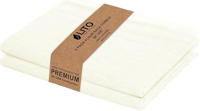 World-Class LITO LINEN AND TOWEL Flour Sack Towels – Cotton 28×28 Inches Highly Luxury
