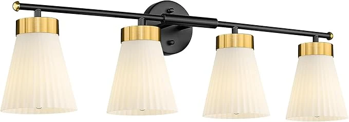 Casual 4-Light Bathroom Light Fixture HWH 32 Inch Vanity Lights Over Mirror Modern High-End