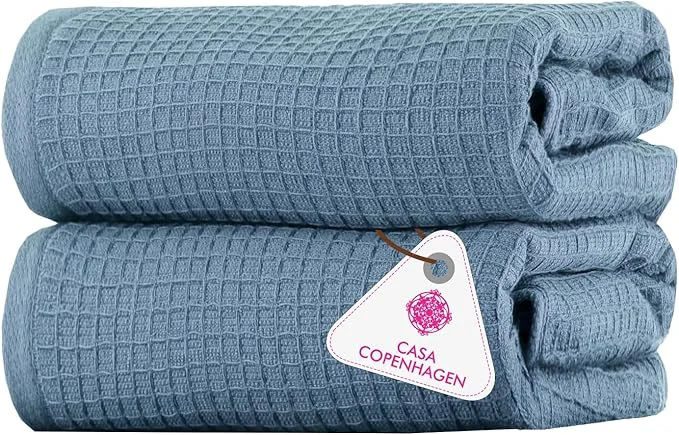 Elite CASA COPENHAGEN Waffle 2Pcs Egyptian Cotton Large Designer Bathsheet Minimalist
