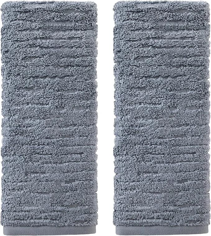 Smooth SKL Home CloudSoft Cotton Luxury 2-Piece Hand Towel Set Smoke Blue Eco-Friendly