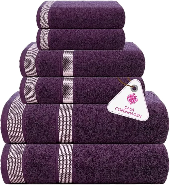 Carefully Designed CASA COPENHAGEN Solitaire 6Pcs Egyptian Cotton Large Designer Towels Gift Consistent