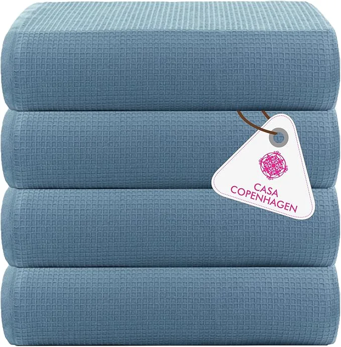 Detailed CASA COPENHAGEN Wafffle 4Pcs Egyptian Cotton Large Designer Towels Gift Sustainable