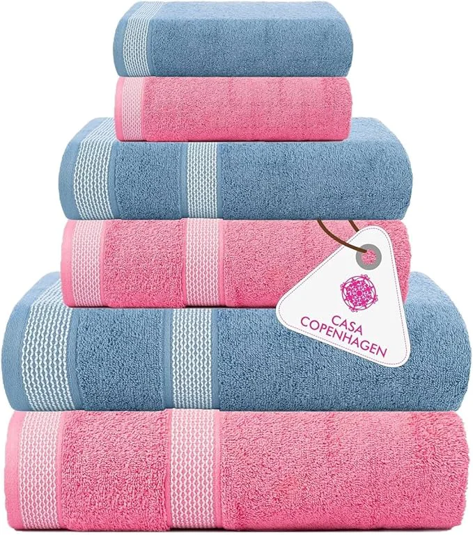 Genuine CASA COPENHAGEN Solitaire 6Pcs Egyptian Cotton Large Designer Towels Gift High-Grade