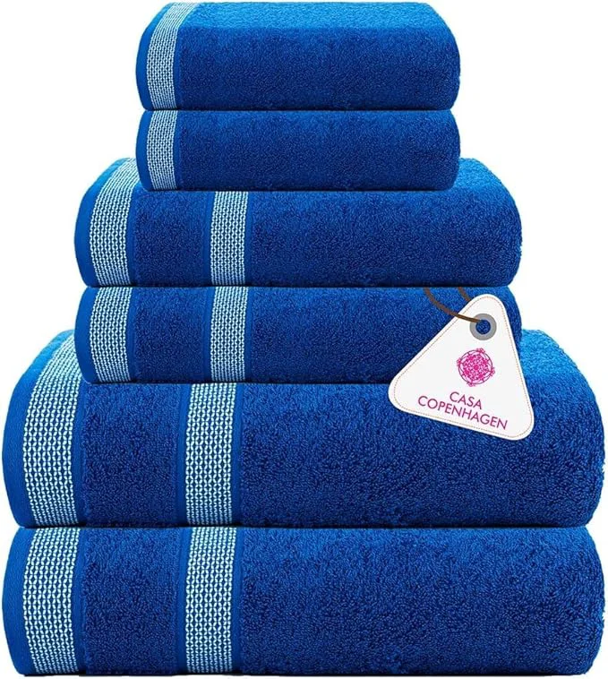 User-Friendly CASA COPENHAGEN Solitaire 6Pcs Egyptian Cotton Large Designer Towels Gift Exceptional