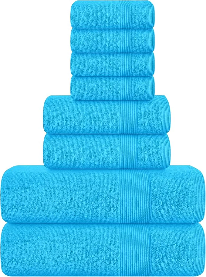 Environmentally Friendly Belizzi Home 8 Piece Towel Set Ring Spun Cotton 2 Bath Towels 27×54 Flexible