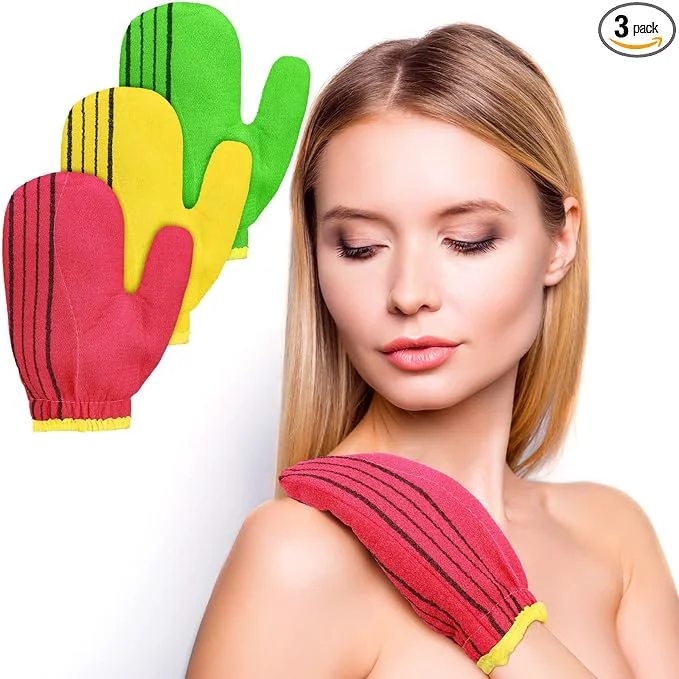 Excellent 3 Pieces Korean Exfoliating Mitt Exfoliating Washcloth Korean Body Scrub Mitt Carefully Designed