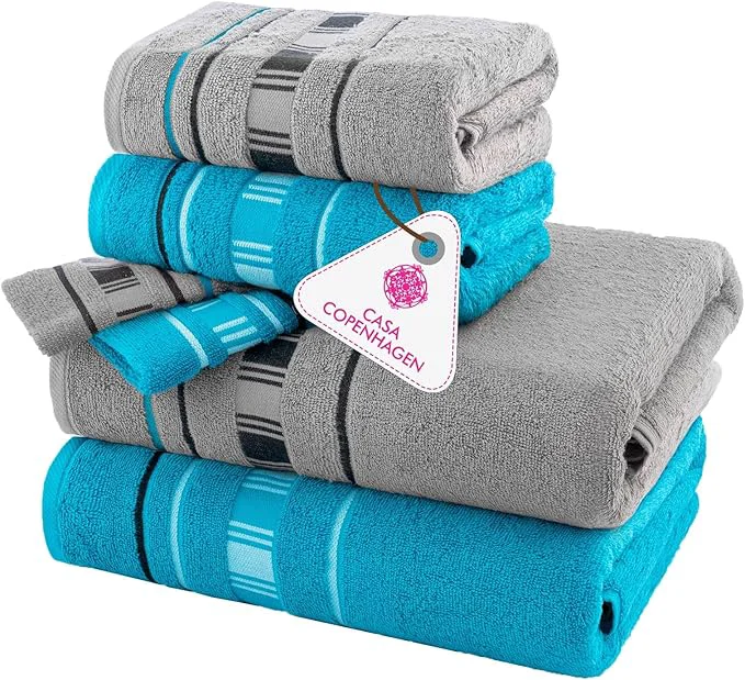 World-Class CASA COPENHAGEN X Line 6Pcs Egyptian Cotton Large Designer Towels Gift Casual