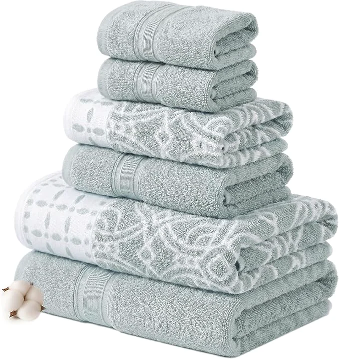 Eco-Friendly Modern Threads Monroe 6-Piece Cotton Towel Set – Reversible Yarn Dyed Elite