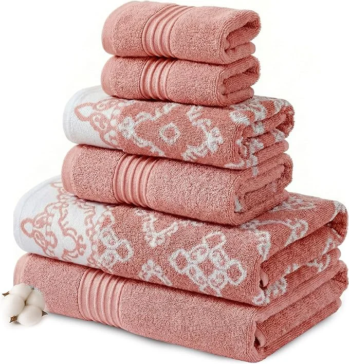 Trendy Modern Threads Charlize 6-Piece Cotton Towel Set – Reversible Yarn Dyed Fast