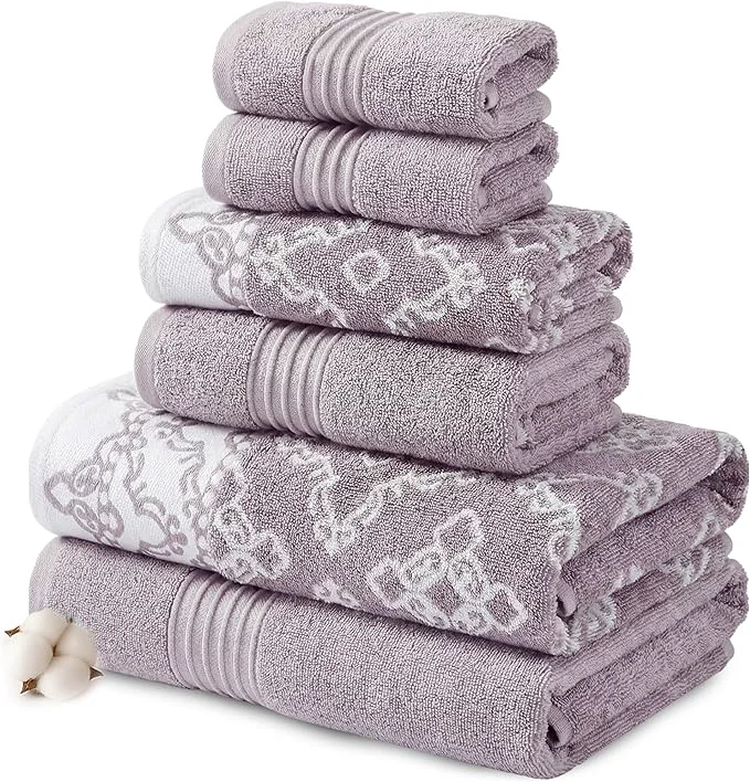 Selected Modern Threads Charlize 6-Piece Cotton Towel Set–Reversible Yarn Dyed Enhanced