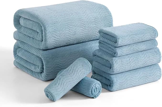 High-Performance 8 Piece Bath Towel Set 2 Oversized Large Bath Sheet 2 Hand Towels 4 Specialty