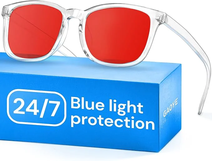Premium Material Gaoye Transparent with Red Lenses Blue Light Glasses Effective