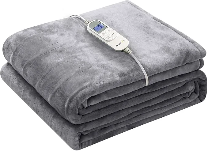 Selected Wapaneus Foot Pocket Heated Blanket Electric Throw Natural