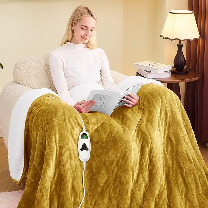 High-Performance greenoak Heated Blanket Electric Twin 62 X84 Heating Blankets Reusable