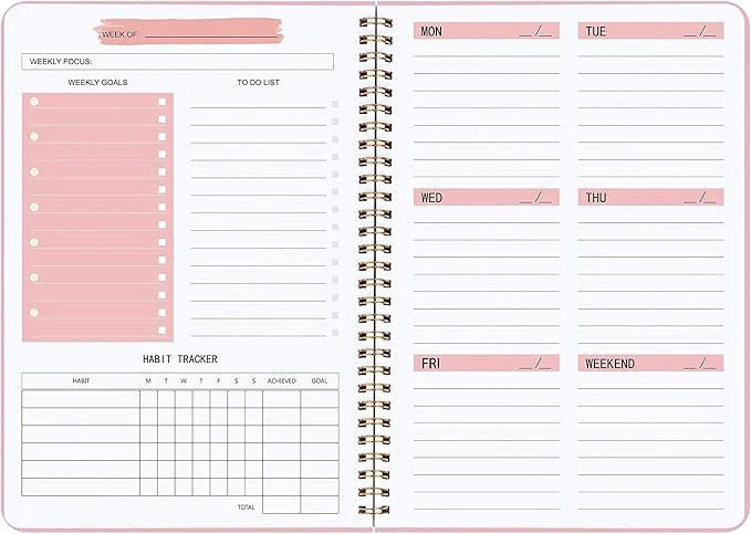 Prestigious Undated Weekly Planner- Weekly Goals Notebook A5 To Do List Planner Habit Luxury