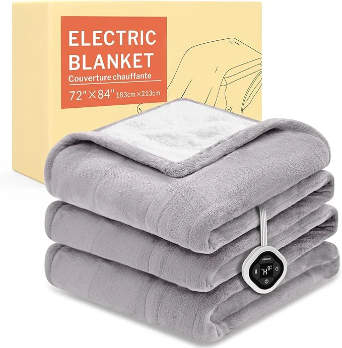 Environmentally Friendly HOMLYNS LuxeHeat Heated Blanket Electric Blanket Full Size Soft Flannel Sherpa Premium
